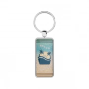 The front side of Metal Rectangle Wave Patterned Keychain