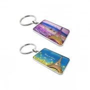 With Crystal Epoxy Vivid Embossed Eiffel Tower Keychain