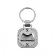 The Back Side Of Square Shape Coin Keychain With Opener