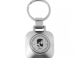 The Front Side Of Square Shape Coin Keychain With Opener