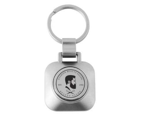 The Front Side Of Square Shape Coin Keychain With Opener