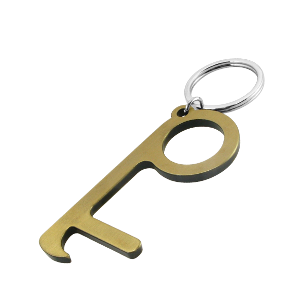 Elegant Design Of Antimicrobial Metal Door Opener Keychain