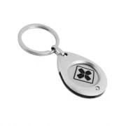 Put The Coin Inside Drop Shaped Trolley Coin Keychain