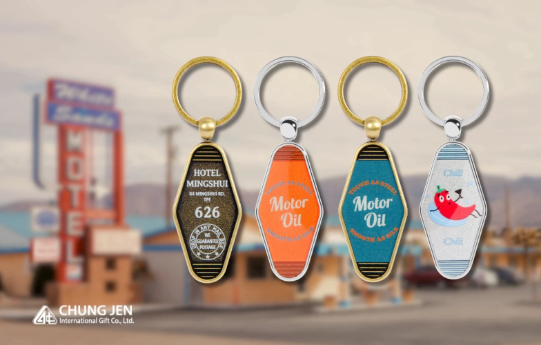 Retro Keychains – Hotel Keychains With Motel Background