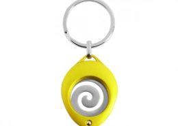 The Front Side Of Almond Shaped Trolley Coin Keychain