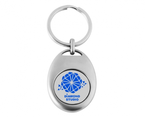 The Front Side Of Custom Oval Coin Keyring With Magnet