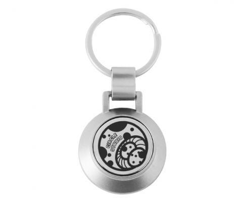 The Front Side Of Round Shape Coin Keychain With Opener