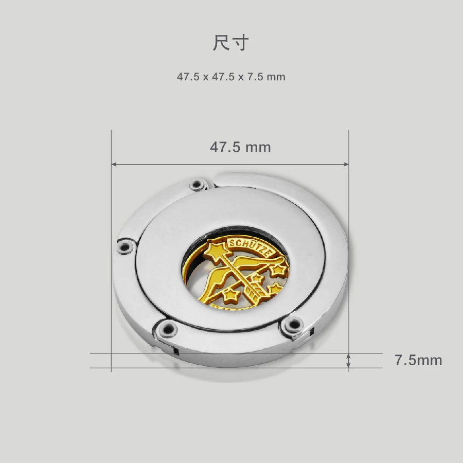 锌合金旋转皮包挂勾附代币的尺寸