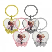 Different Plating Colors Of Heart Shaped Metal Keychain With Decorative Border