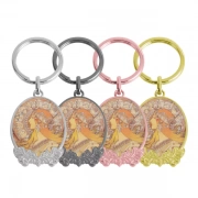 Different Plating Colors Of Oval Shaped Metal Keychain With Decorative Border