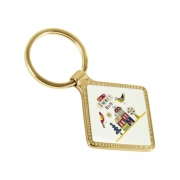 Digital Printing Of Diamond Shaped Keychain With Embossed Border