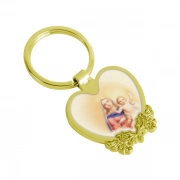 Digital Printing Of Heart Shaped Metal Keychain With Decorative Border