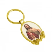 Digital Printing Of Oval Shaped Metal Keychain With Decorative Border