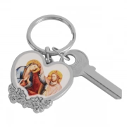 Heart Shaped Metal Keychain With Decorative Border With Keys