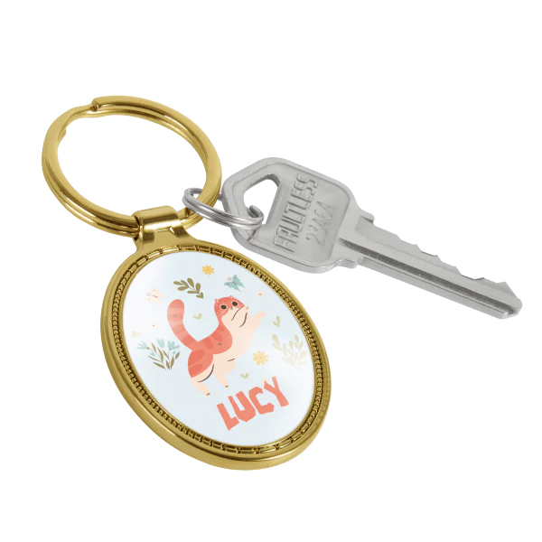 High Quality Zinc Alloy Of Egg Shaped Keychain With Embossed Border