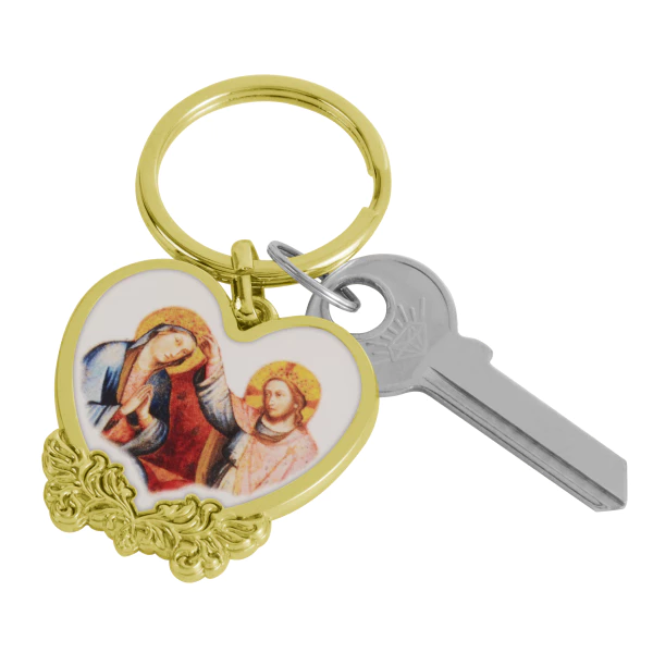 High Quality Zinc Alloy Of Heart Shaped Metal Keychain With Decorative Border