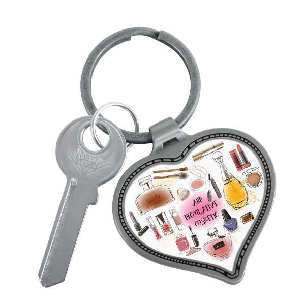 High Quality Zinc Alloy Of Heart Shaped Keychain With Embossed Border