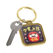 High Quality Zinc Alloy Of Rounded Square Keychain With Embossed Border