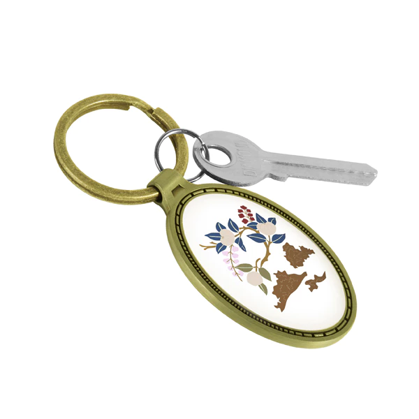 High Quality Zinc Alloy Of Vertically Oriented Oval Keychain With Embossed Border