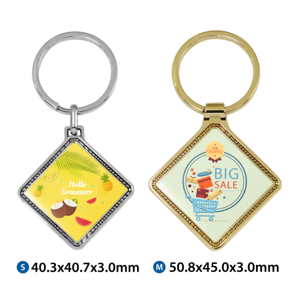 Large And Medium Diamond Shaped Keychain With Embossed Border