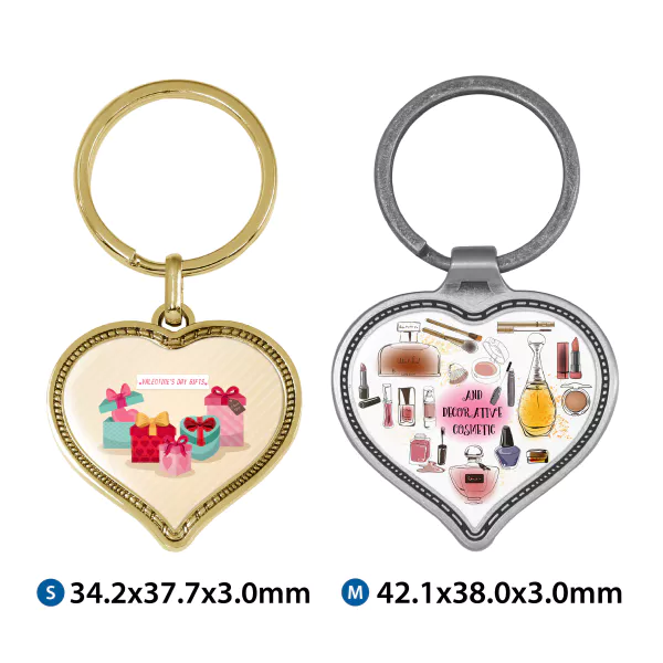 Large And Medium Heart Shaped Keychain With Embossed Border