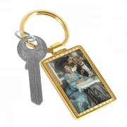 Rectangular Keychain With Embossed Border Combinig With Keys