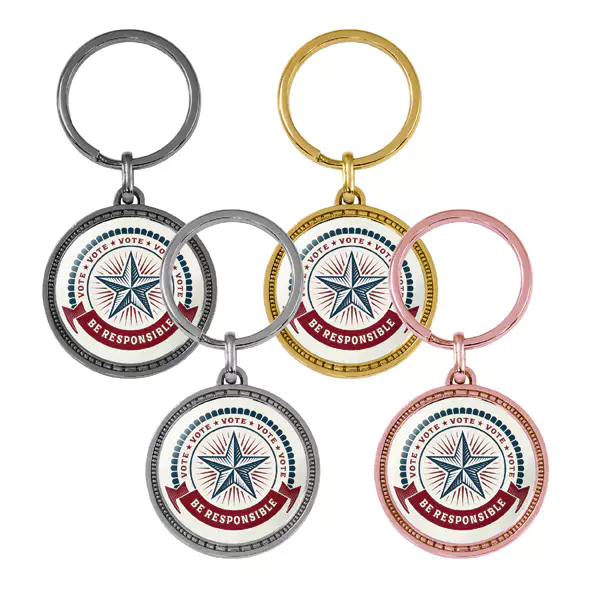 Round Keychain With Embossed Border In Different Colors