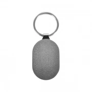 The Back Side Of Capsule Shaped Keychain With Embossed Border