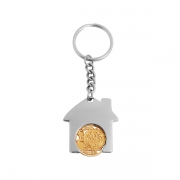 The Back Side Of Custom Cabin Shape Coin Keychain