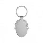 The Back Side Of Custom Pointed Oval Shaped Keychain With Hollow Border