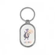 The Front Side Of Capsule Shaped Keychain With Embossed Border