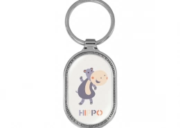 The Front Side Of Capsule Shaped Keychain With Embossed Border