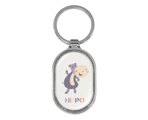 The Front Side Of Capsule Shaped Keychain With Embossed Border