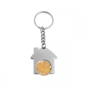 The Front Side Of Custom Cabin Shape Coin Keychain