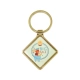 The Front Side Of Diamond Shaped Keychain With Embossed Border