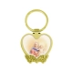 The Front Side Of Heart Shaped Metal Keychain With Decorative Border