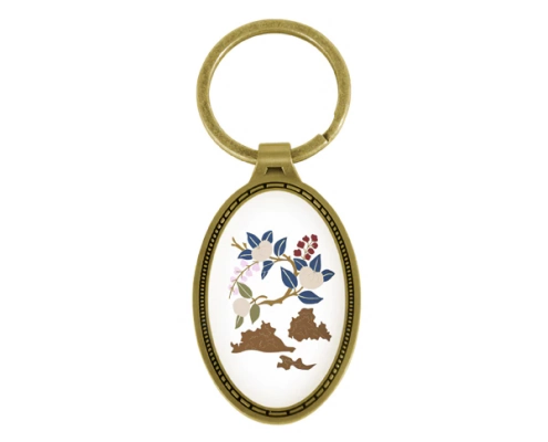 The Front Side Of Vertically Oriented Oval Keychain With Embossed Border