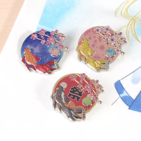 Colorful Glitter Japanese Style Cherry Blossom Pin Badge