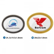 Different Sizes Of Custom Flat Oval Badge With Decorative Edges