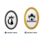 Different Sizes Of Custom Oval Badge With Decorative Edges