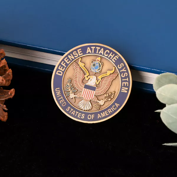 Elegant Detail Of Custom Defense Department Commemorative Coin