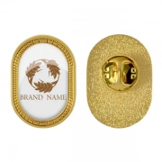 Metal Luster Of Custom Capsule Shaped Badge With Decorative Edges