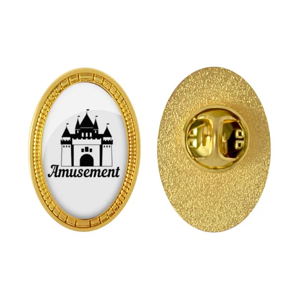 Metal Luster Of Custom Oval Badge With Decorative Edges