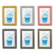 Various Colors Of Custom Rectangle Badge With Decorative Edges