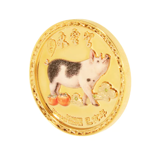 Metal Luster Of Chinese New Year Customized Pig Metal Souvenir Coin