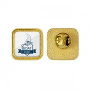 Metal Luster Of Custom Rounded Corner Square Badge With Decorative Edges