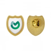 Metal Luster Of Custom Shield Shaped Badge With Decorative Edges