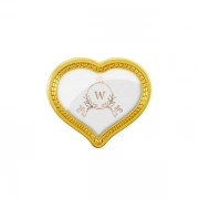 The Front Side Of Custom Heart Shaped Badge With Decorative Edges