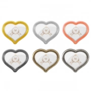 Various Colors Of Custom Heart Shaped Badge With Decorative Edges