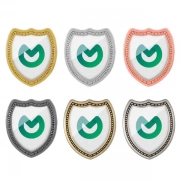 Various Colors Of Custom Shield Shaped Badge With Decorative Edges